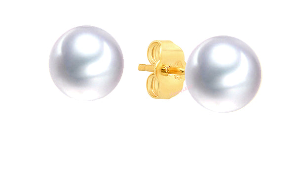 Japanese Akoya Pearl 14K & 18K Solid Gold stud dangle Earrings Pendant set Bridal June birthstone by Lily Treacy