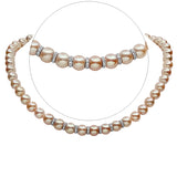 LILY TREACY 9-10MM METALLIC PINK FRESHWATER PEARL RACHELLE NECKLACE STRAND 18″ WITH RONDELLES