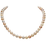 Lily Treacy 9-10mm Freshwater Pearl Metallic multi-color Necklace Strand with Top CZ Fancy Clasp