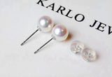 Lily Treacy White Japan Akoya Saltwater Pearl 18K Solid Yellow Gold Stud Earrings 5.5-6mm; 7-7.5mm
