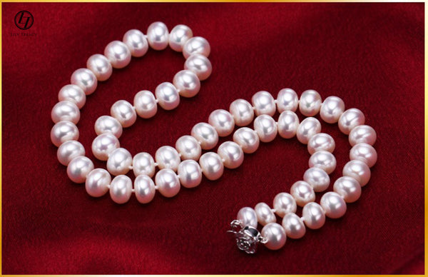 11-13mm Freshwater Pearl necklace strand white large pearl 18" bridal June birthstone