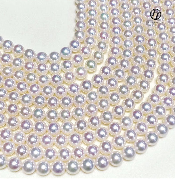 Japanese Akoya Pearl Necklace white strand 8.5-9/9-9.5/9.5-10mm 14K gold clasp 18"