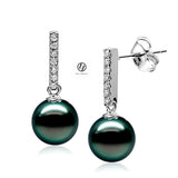 10-11mm Tahitian Pearl Solid White Gold & Diamonds Celina Earrings by Lily Treacy