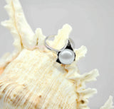 10-11mm white Freshwater pearl 925 Sterling Silver *The Wave* Ring Size 8