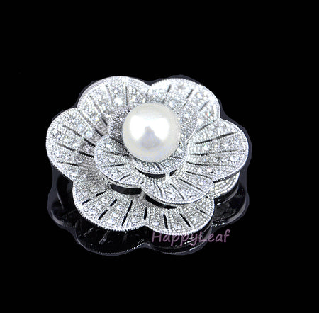 Stunning white Freshwater pearl Stud Earrings Sterling Silver CZHalo Gift bridal