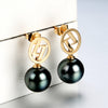 Lily Treacy Signature 10-11mm Tahitian Pearl Dangle Drop Earrings 14K solid White yellow Gold