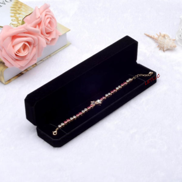 Lily Treacy Deluxe Black Velvet Bracelet Necklace Watch Box Case Pendant Chain Gift Packaging