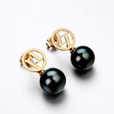 Lily Treacy Signature 10-11mm Tahitian Pearl Dangle Drop Earrings 14K solid White yellow Gold