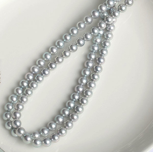 Lily Treacy 9-9.5mm Japanese Akoya Pearl Matama 14K gold Necklace strand Silver bridal wedding 18"