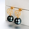 Lily Treacy Signature 10-11mm Tahitian Pearl Dangle Drop Earrings 14K solid White yellow Gold