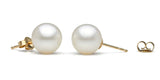 8-9mm Freshwater Pearl earrings 18K Solid Gold Stud Earrings White