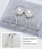 8-9mm Freshwater pearl drop dangle hoop Earrings Sterling Silver CZ bridal white by Lily Treacy