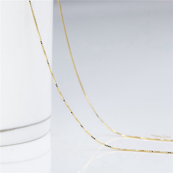 S925 TOP QUALITY Sterling Silver 18K Yellow White Rose Gold Vermeil Box Chain Necklace