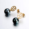 Lily Treacy Signature 10-11mm Tahitian Pearl Dangle Drop Earrings 14K solid White yellow Gold