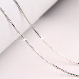 18K Solid Yellow White Gold  Box Chain Necklace 16