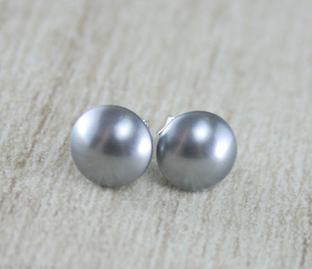 8-9mm Freshwater Pearl 18K Solid Gold Stud Earrings White Perfect Round