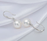 8-9mm Freshwater pearl drop dangle hoop Earrings Sterling Silver CZ bridal white by Lily Treacy