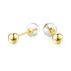 18K Yellow Gold Ball stud Earrings Women Men Unisex 3mm or 4mm