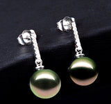 10-11mm Tahitian Pearl Solid White Gold & Diamonds Celina Earrings by Lily Treacy