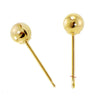 18K Yellow Gold Ball stud Earrings Women Men Unisex 3mm or 4mm