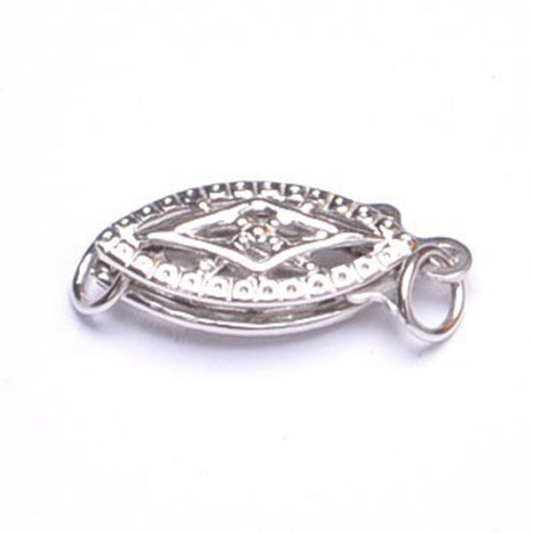 Solid 14ct Yellow/White Gold Filigree Fish Hook Clasp Box Safety