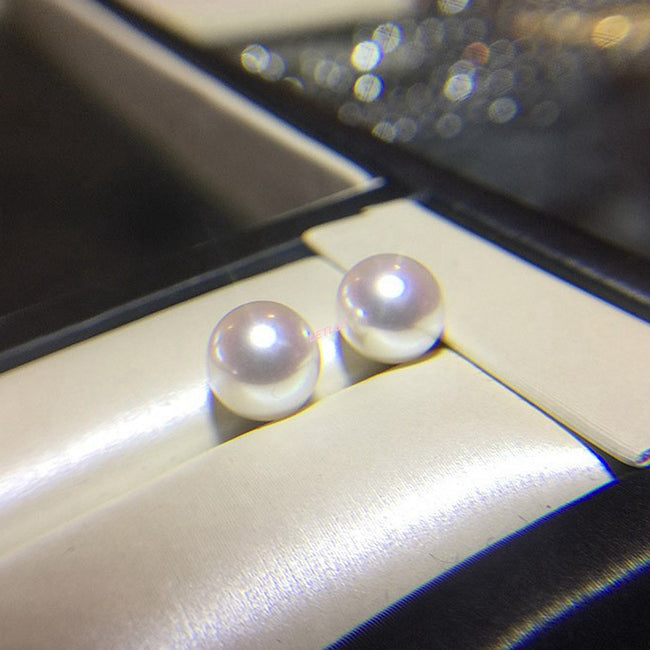 Lily Treacy Japanese Akoya Saltwater Pearl 18K Solid Yellow, White Or Rose Gold Stud Earrings 7.5-8mm Bridal June Birthstone