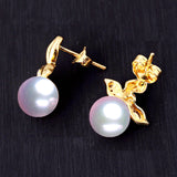 LILY TREACY 7.5-8mm Japanese Akoya pearl ear studs earrings IN GOLD AND DIAMOND Janet EARRINGS