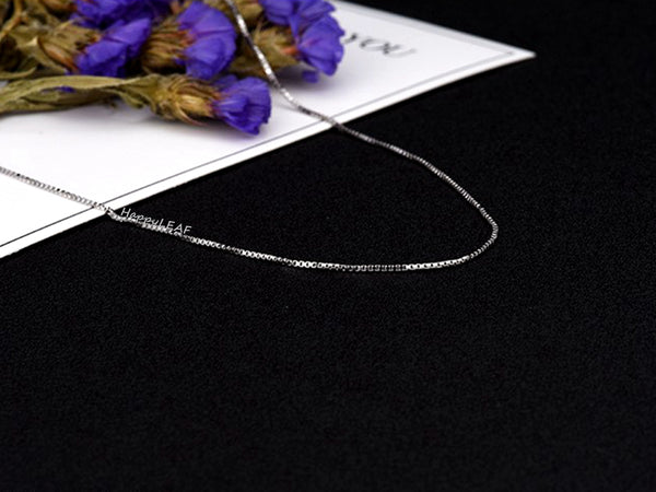 S925 TOP QUALITY Sterling Silver 18K Yellow White Rose Gold Vermeil Box Chain Necklace