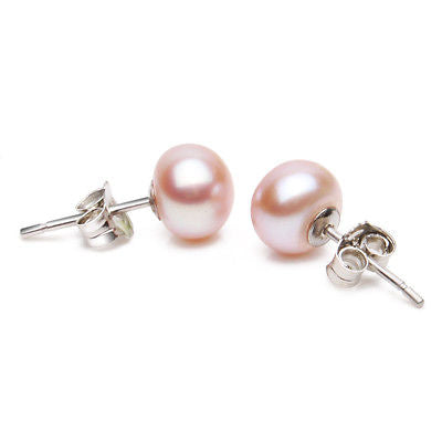 Mother of Pearl Flower Dangling Drop Earrings Pink Sterling Silver Post  Back