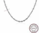 925 Sterling Silver Water Wave Singapore Chain Solid PremiumQuality Necklace 18