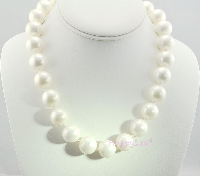 15-16mm Large Top Quality SEASHELL Pearl Strand Necklace white black gold 18"