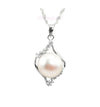 11mm white Freshwater Pearl Sterling Silver CZ Pendant Necklace Chain 18