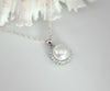 10-11mm white Freshwater Pearl Sterling Silver Russian CZ Pendant Necklace 18