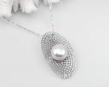 11-12mm White Freshwater Pearl Sterling Silver Pendant Necklace Chain bridal 18