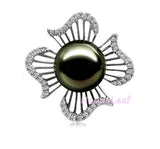 LilyTreacy white black Freshwater Pearl Diamonique 925silver pendant Necklace18