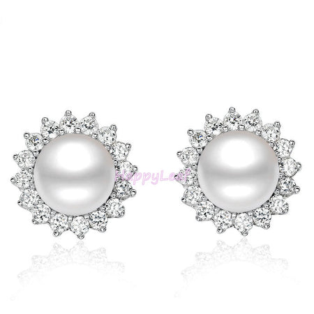Lily Treacy 8-9mm Silver Gray Freshwater Pearl Stud Earring Sterling Silver Back