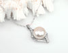 11mm white Freshwater Pearl Sterling Silver CZ Pendant Necklace Chain 18