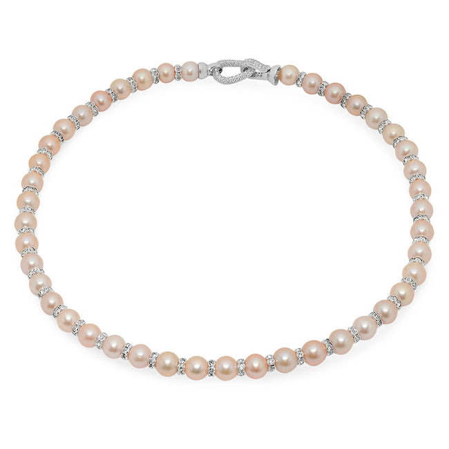 Lily Treacy 8.5-9.5mm Freshwater Pearl Necklace Strand  Raisa Pink 19" wedding bridal Gift