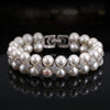 LilyTreacy Pearl Bracelet double row Quality 8mm Shell Pearl & Top CZ white 7.5