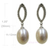 11-12mm Freshwater pearl dangle drop Earrings Sterling Silver CZ bridal white