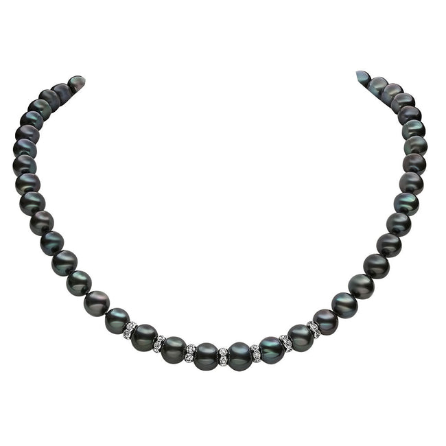 Lily Treacy Black Freshwater Pearl Strand Necklace 18" Wedding Mother of bride