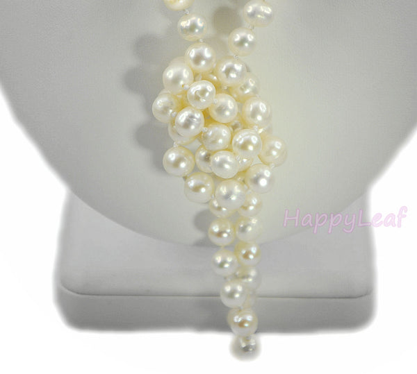 7-8mm Freshwater Pearl white multi-color Opera 50" long endless Strand Necklace