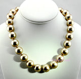 15-16mm Large Top Quality SEASHELL Pearl Strand Necklace white black gold 18