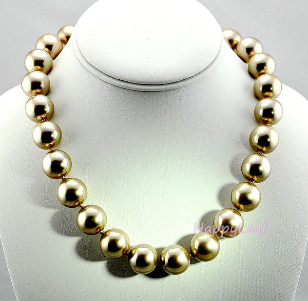 15-16mm Large Top Quality SEASHELL Pearl Strand Necklace white black gold 18"