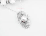 11-12mm White Freshwater Pearl Sterling Silver Pendant Necklace Chain bridal 18