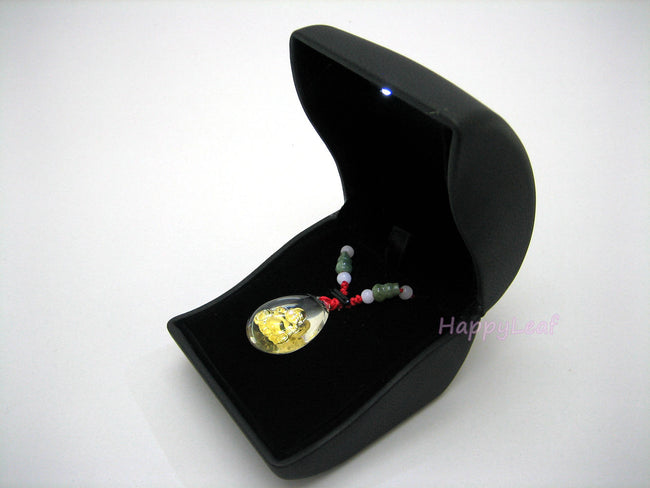 PU Leather Jewelry necklace pendant coin brooch Box Case with LED light for jewelry, Gift