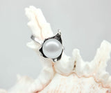 10-11mm white Freshwater pearl 925 Sterling Silver *The Wave* Ring Size 8