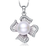 LilyTreacy white black Freshwater Pearl Diamonique 925silver pendant Necklace18