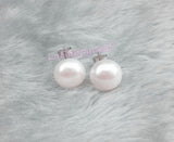 9-10mm white Freshwater Pearl Stud Earrings solid Sterling Silver back bridal June Birthstone