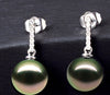 10-11mm Tahitian Pearl Solid White Gold & Diamonds Celina Earrings by Lily Treacy